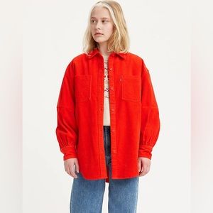 Levi's Corduroy Red/Orange Flame Scarlet Shacket (XL)